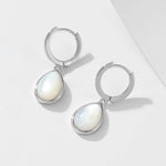 S925 pure silver water droplet shaped natural white shell earrings and earrings - MOWTE