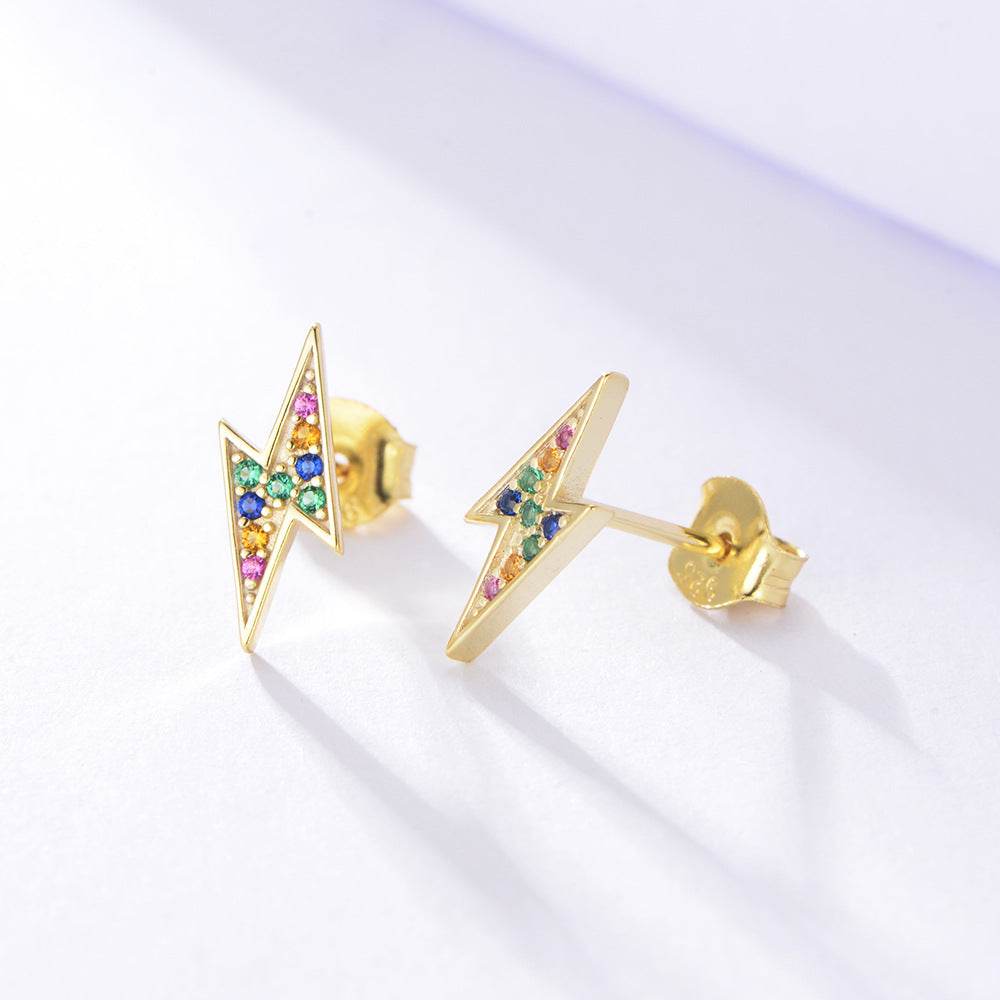 S925 pure silver micro inlaid colored zircon earrings - MOWTE