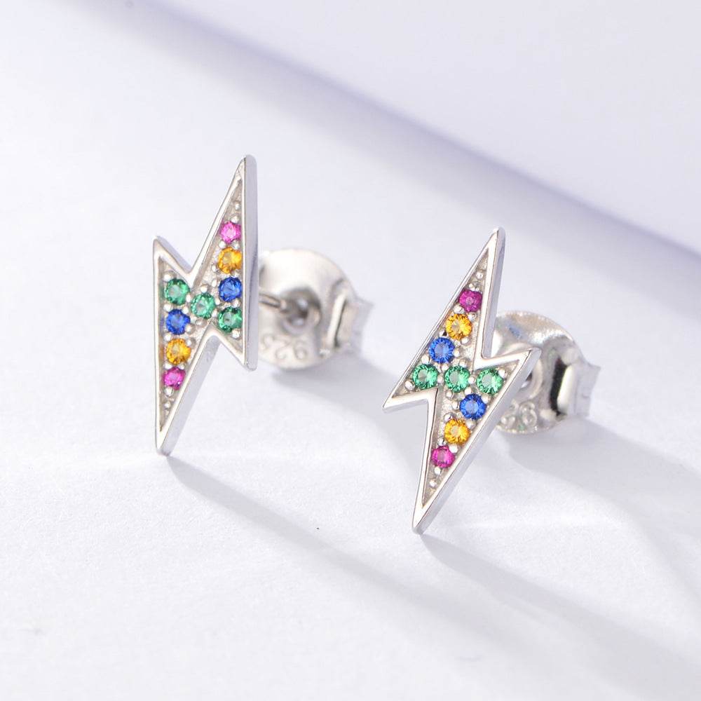 S925 pure silver micro inlaid colored zircon earrings - MOWTE