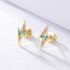 S925 pure silver micro inlaid colored zircon earrings - MOWTE