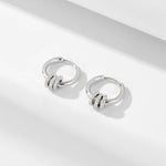 Exquisite diamond studded small circle sterling silver earrings - MOWTE