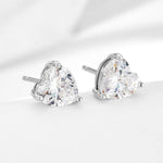 S925 pure silver heart-shaped zircon earrings - MOWTE