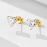 S925 pure silver heart-shaped zircon earrings - MOWTE