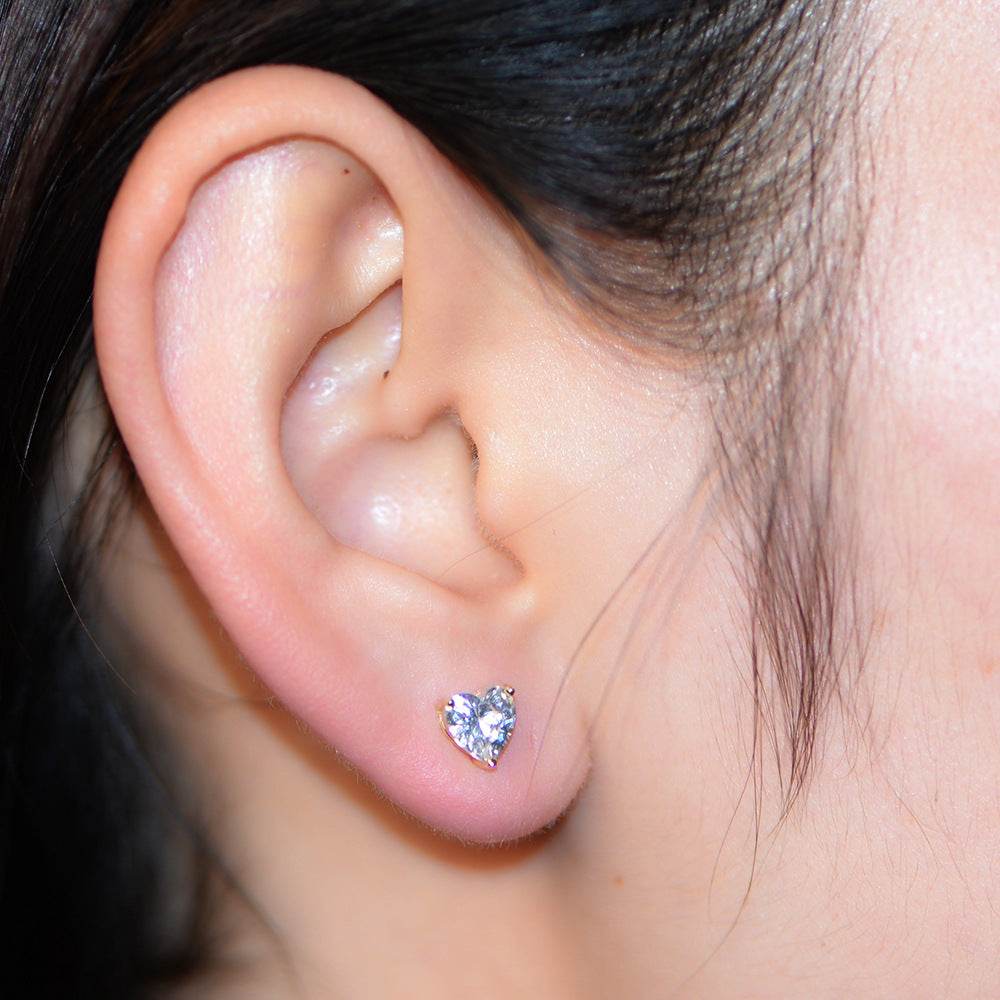 S925 pure silver heart-shaped zircon earrings - MOWTE