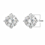 Classic s925 sterling silver four claw round zircon earrings - MOWTE