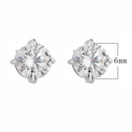 Classic s925 sterling silver four claw round zircon earrings - MOWTE
