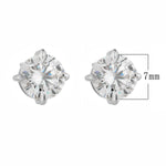 Classic s925 sterling silver four claw round zircon earrings - MOWTE
