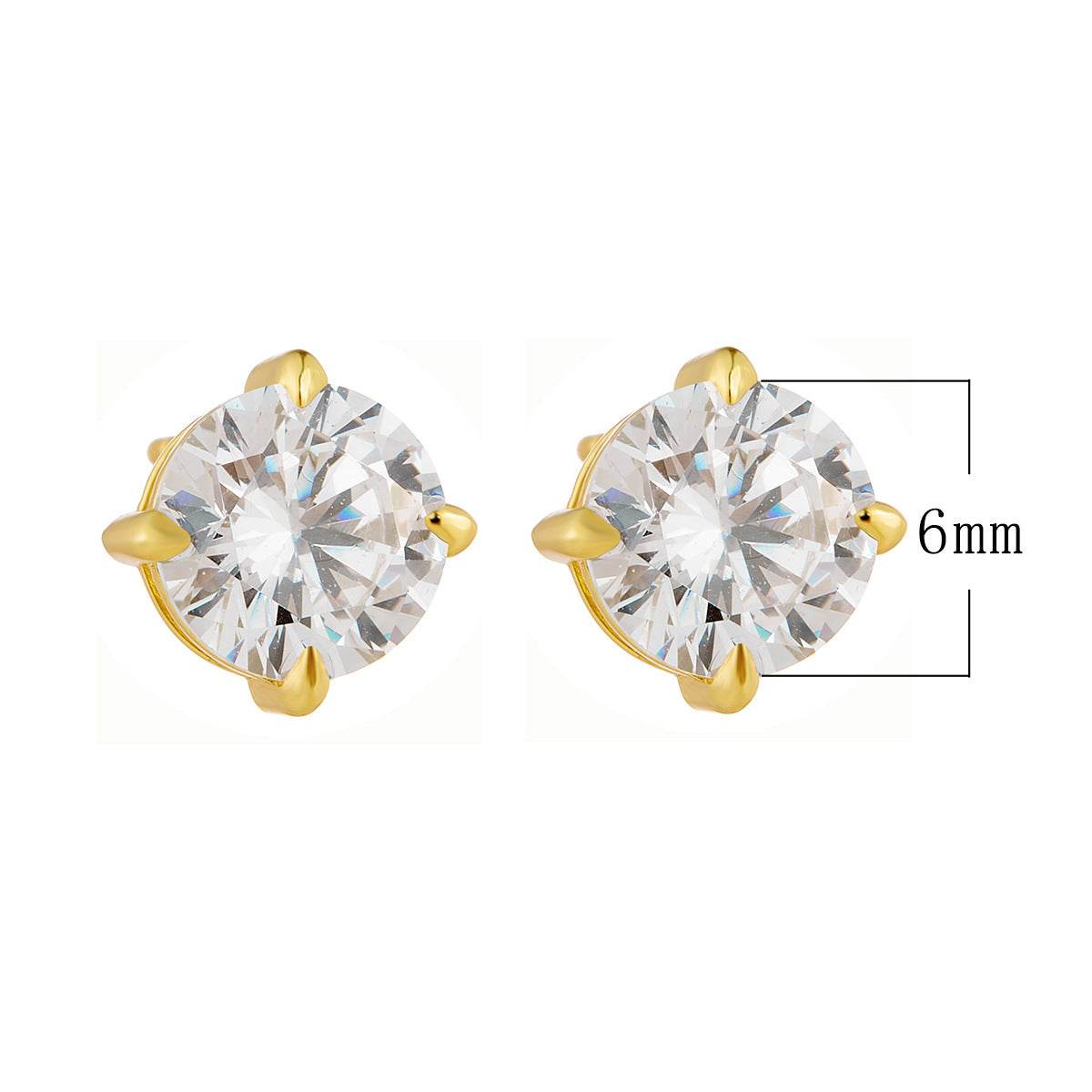 Classic s925 sterling silver four claw round zircon earrings - MOWTE