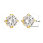 Classic s925 sterling silver four claw round zircon earrings - MOWTE