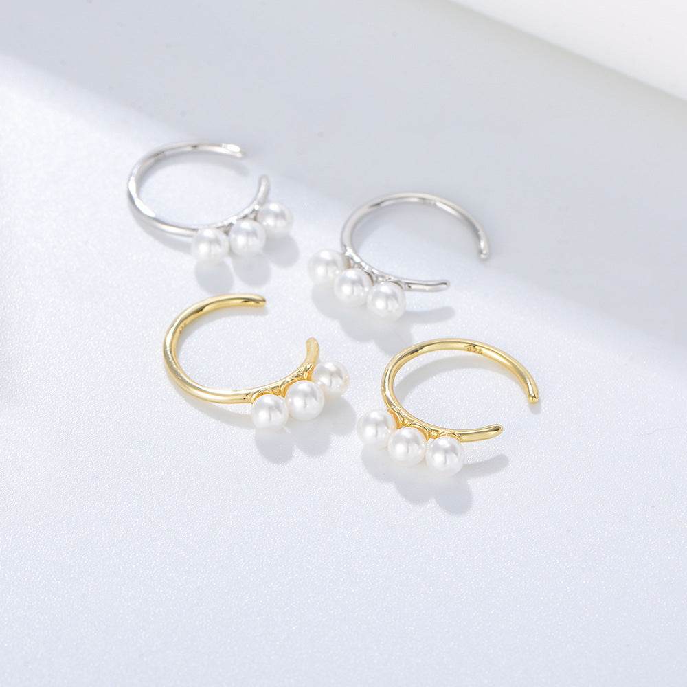 S925 pure silver pearl ear bone clip without ear hole - MOWTE