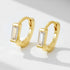 S925 silver inlaid diamond rectangular zircon ear ring ear buckle plated with 14K gold light luxury women's ear bone small earrings - MOWTE