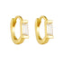 S925 silver inlaid diamond rectangular zircon ear ring ear buckle plated with 14K gold light luxury women's ear bone small earrings - MOWTE