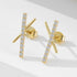 S925 pure silver geometric cross letter X zircon earrings - MOWTE