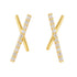 S925 pure silver geometric cross letter X zircon earrings - MOWTE
