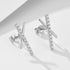S925 pure silver geometric cross letter X zircon earrings - MOWTE