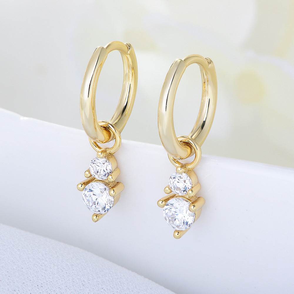 S925 sterling silver earrings with small and personalized zircon earrings - MOWTE