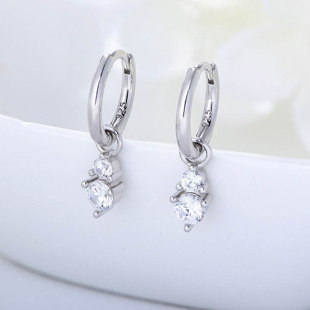 S925 sterling silver earrings with small and personalized zircon earrings - MOWTE