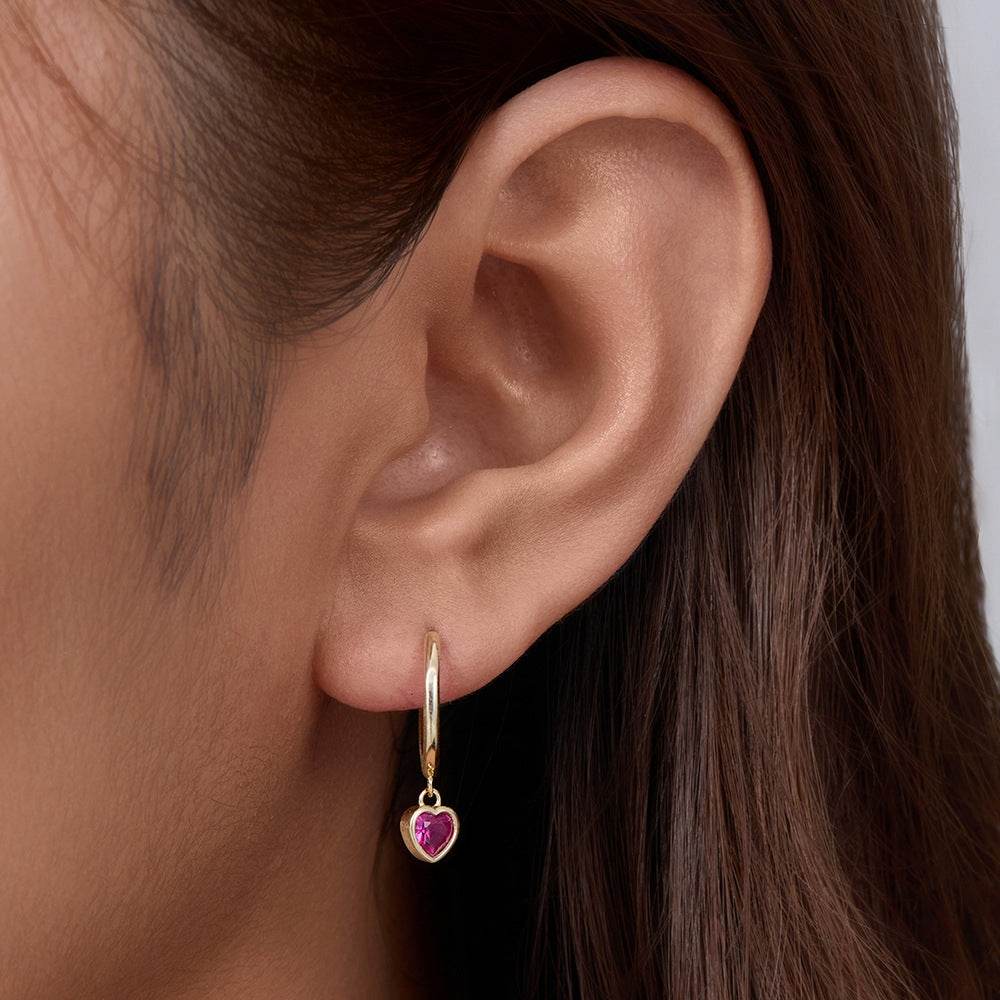 S925 pure silver heart-shaped zircon earrings for women, light luxury peach heart earrings - MOWTE
