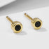 S925 pure silver simple round black nano zirconia earrings - MOWTE
