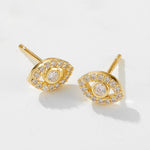 925 sterling silver Devil's Eye earrings with light luxury and slightly inlaid zircon eye studs - MOWTE