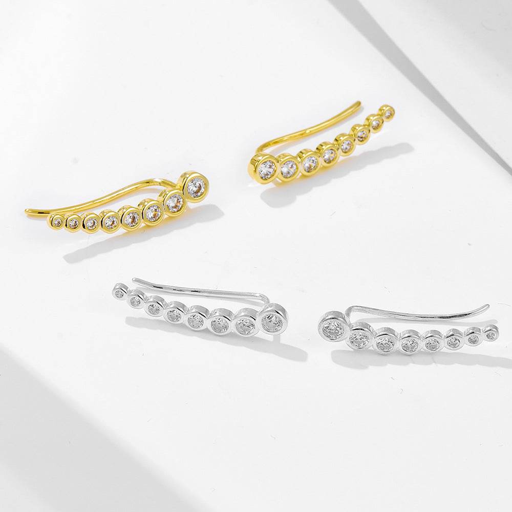 S925 pure silver simple and luxurious zircon ear hook earrings - MOWTE