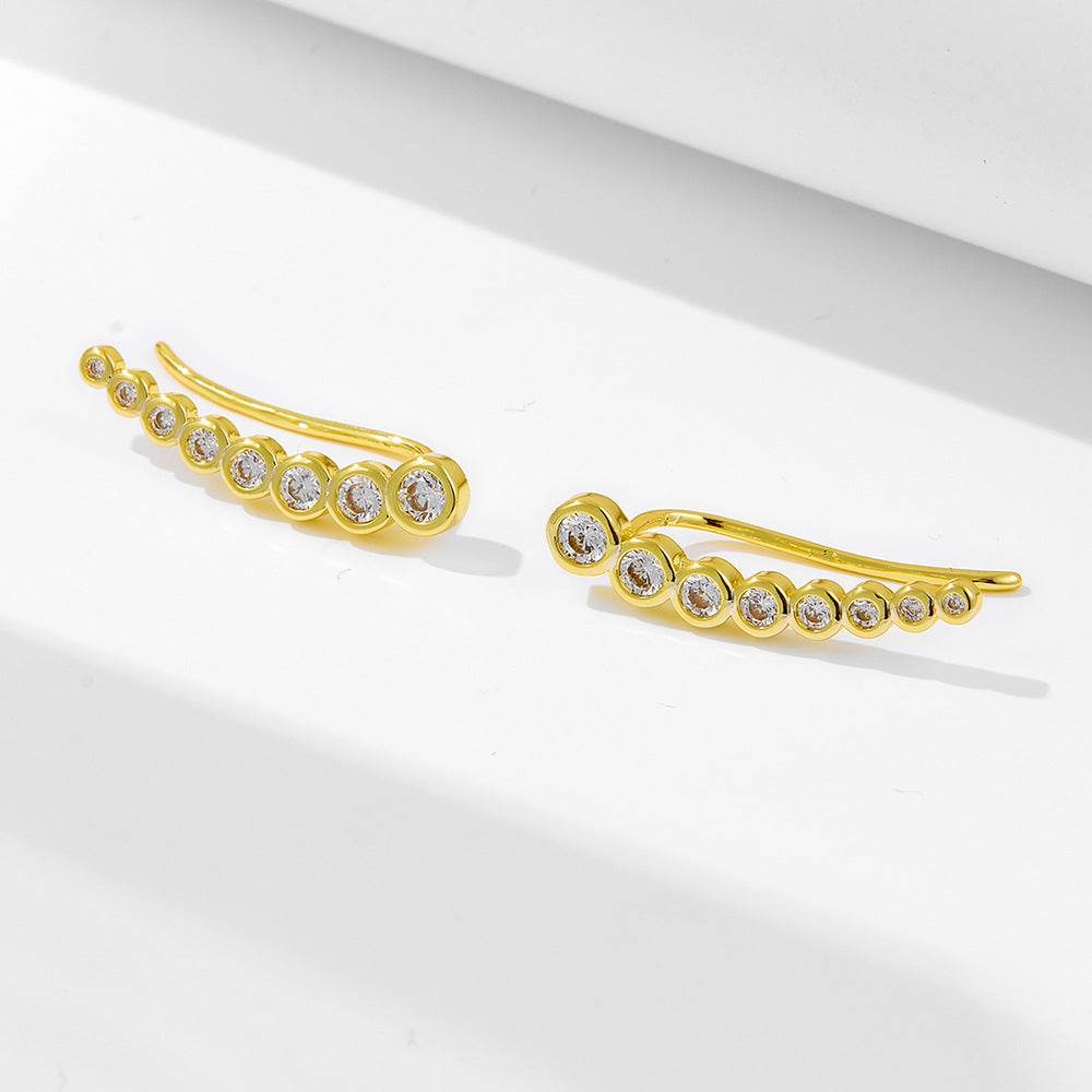 S925 pure silver simple and luxurious zircon ear hook earrings - MOWTE