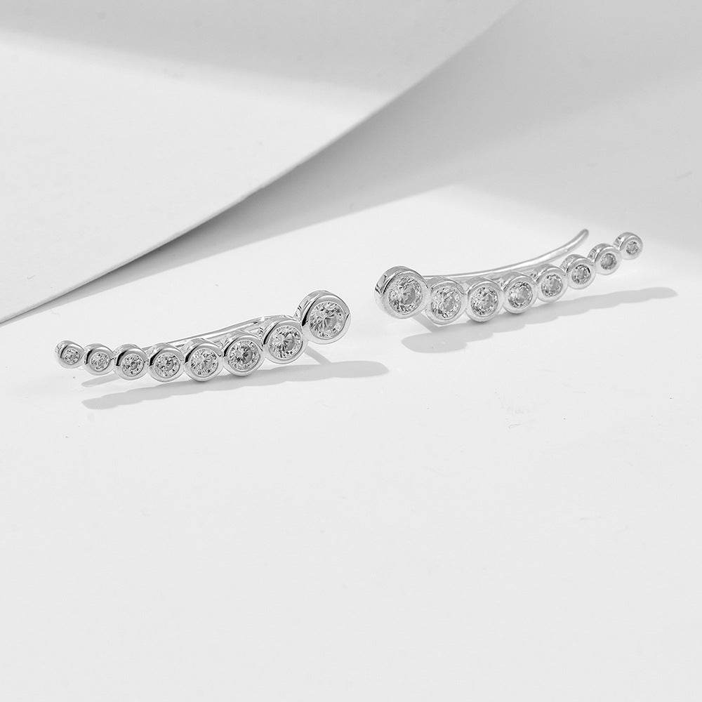 S925 pure silver simple and luxurious zircon ear hook earrings - MOWTE
