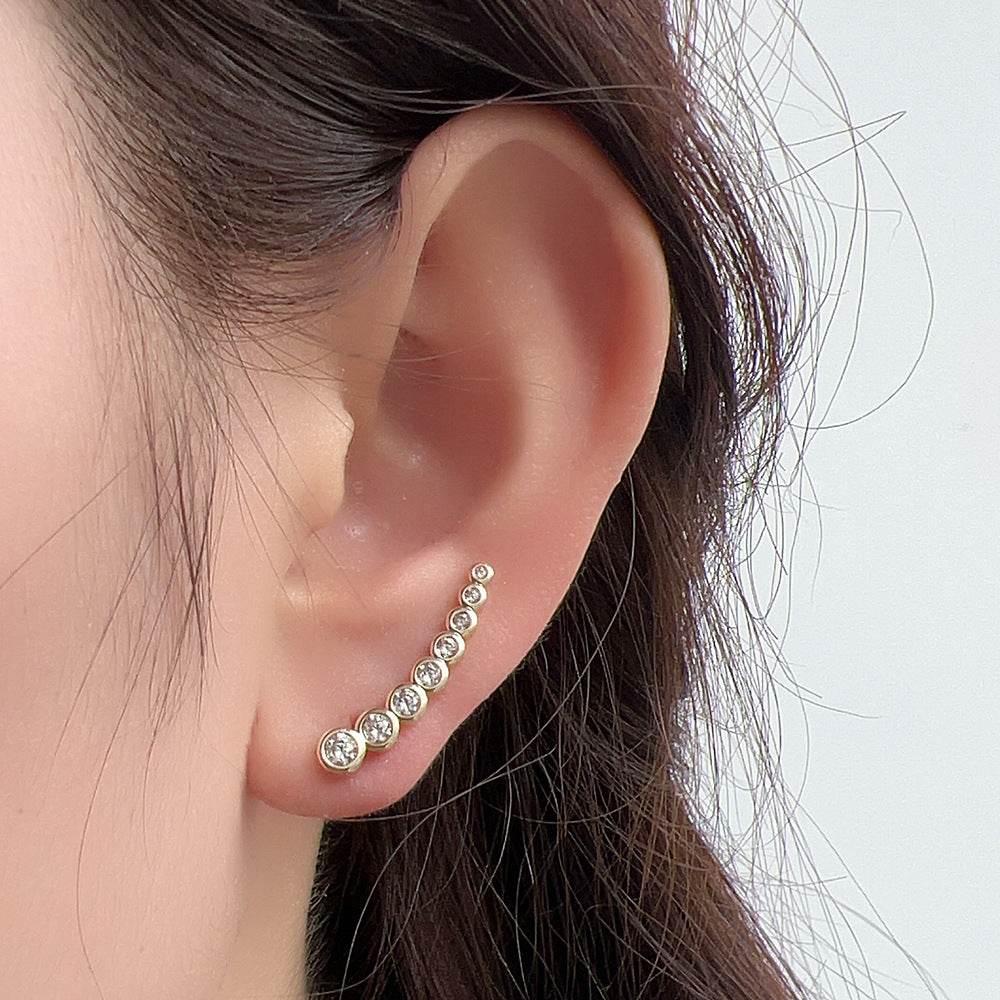 S925 pure silver simple and luxurious zircon ear hook earrings - MOWTE