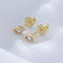 Minimally designed diamond studded earrings mini pure silver compact geometric gold earrings - MOWTE