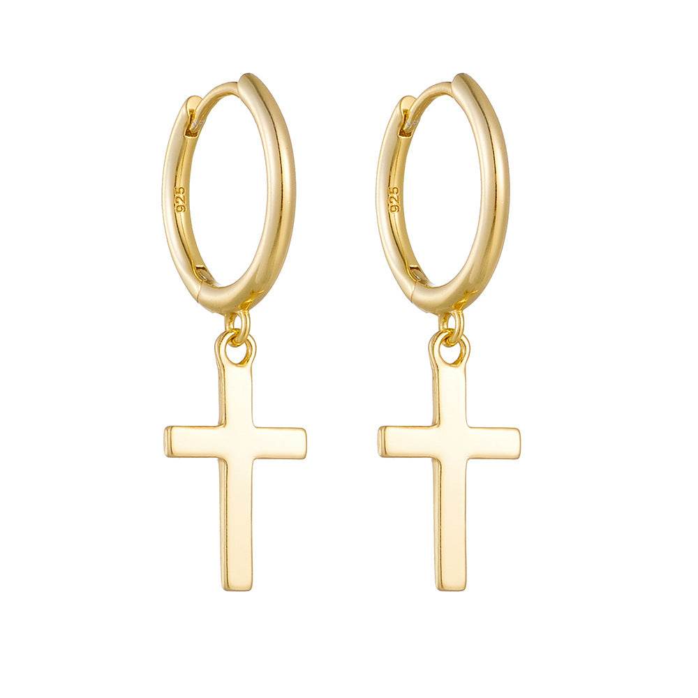 S925 sterling silver cross earrings and earrings - MOWTE