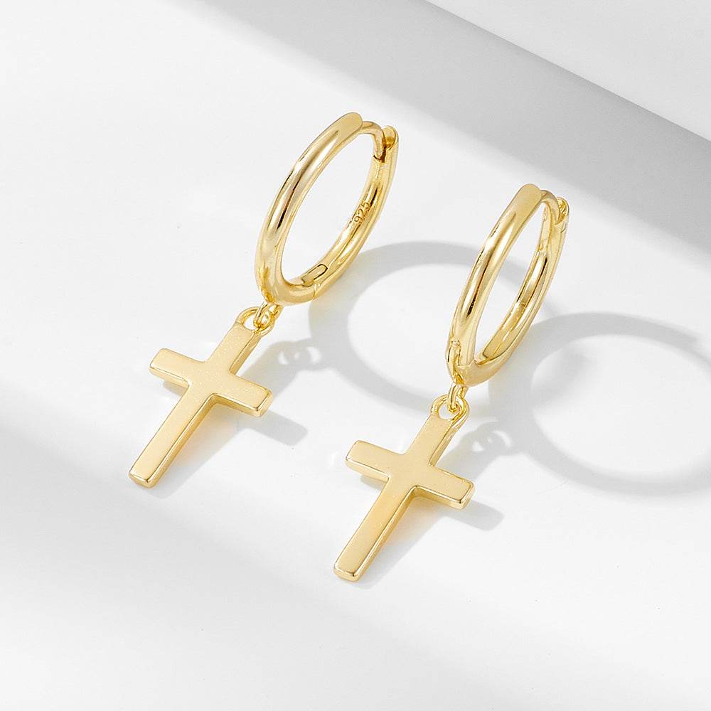 S925 sterling silver cross earrings and earrings - MOWTE