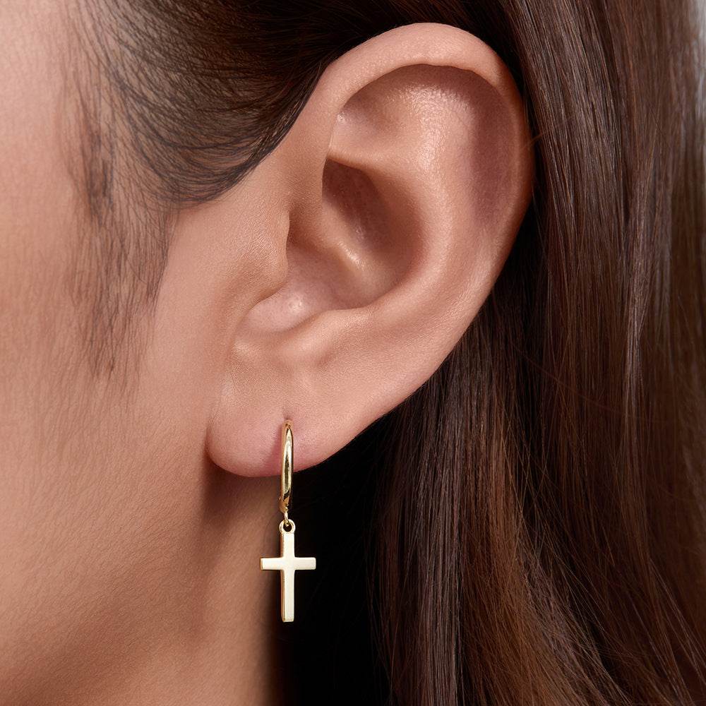 S925 sterling silver cross earrings and earrings - MOWTE
