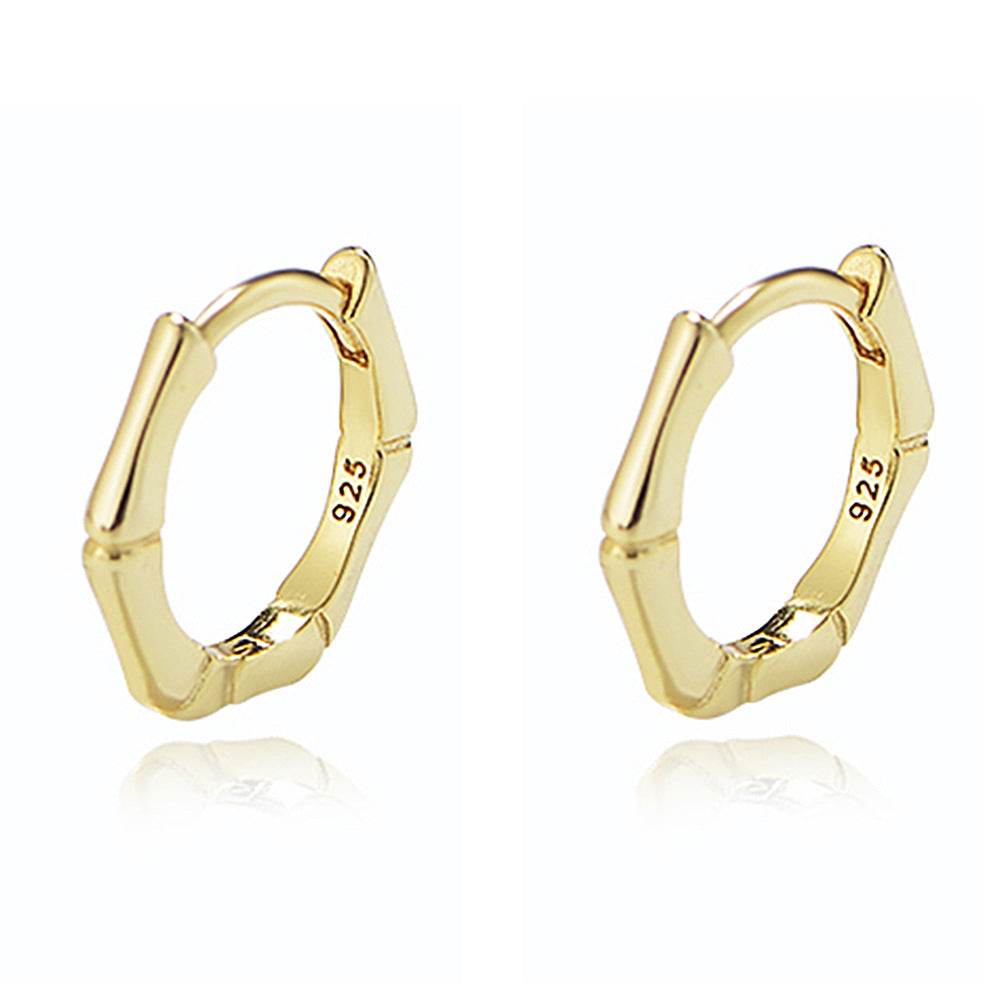 925 sterling silver geometric square bamboo knot earrings - MOWTE