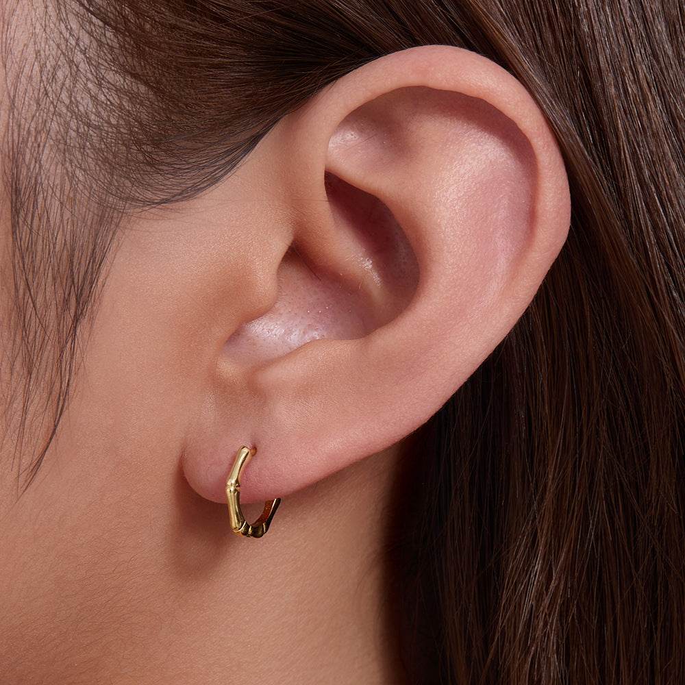 925 sterling silver geometric square bamboo knot earrings - MOWTE