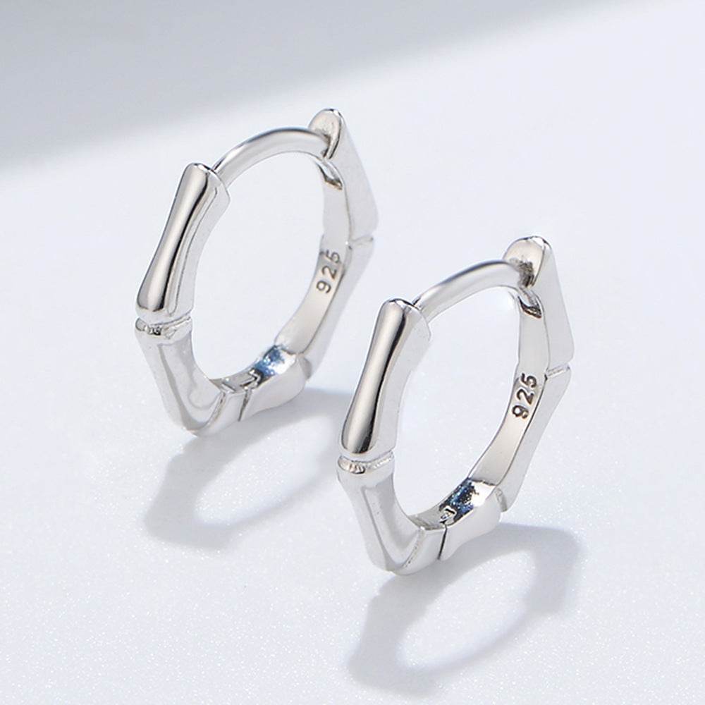 925 sterling silver geometric square bamboo knot earrings - MOWTE