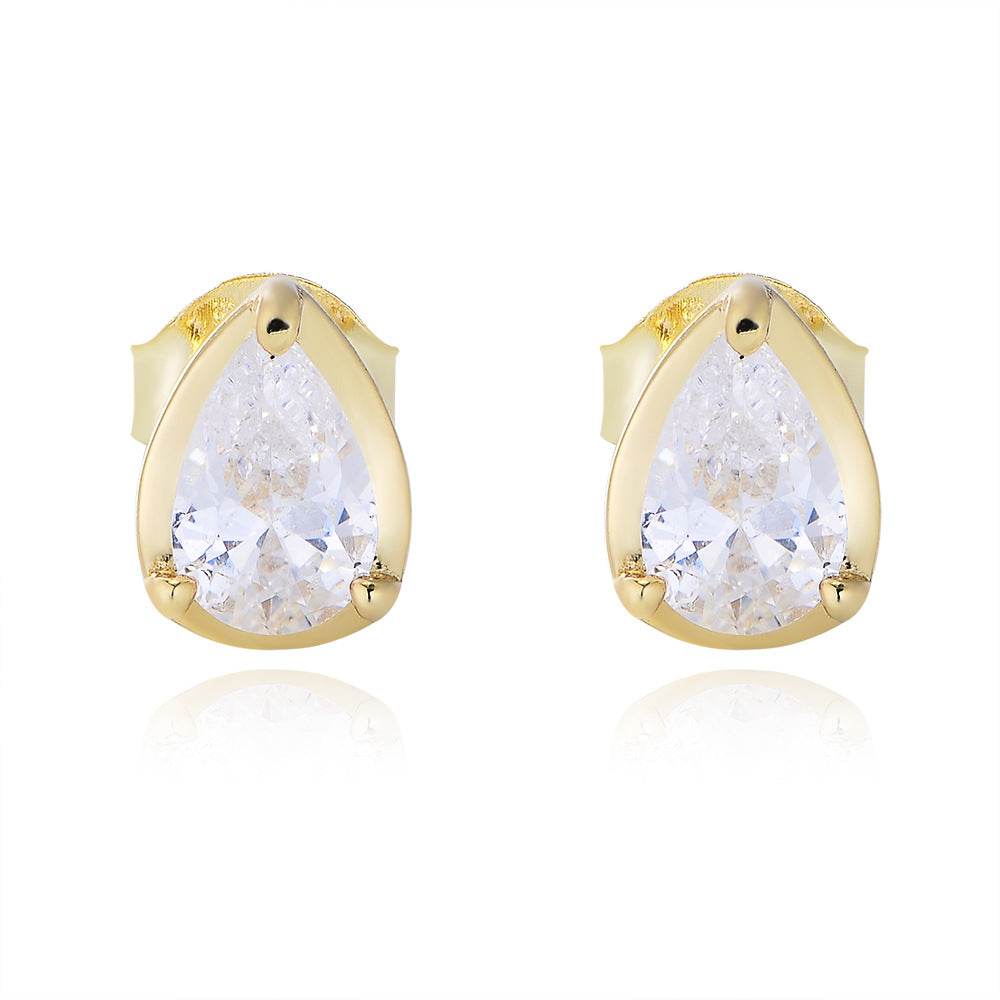 Water drop zircon earrings 925 pure silver light luxury and high-end feel - MOWTE