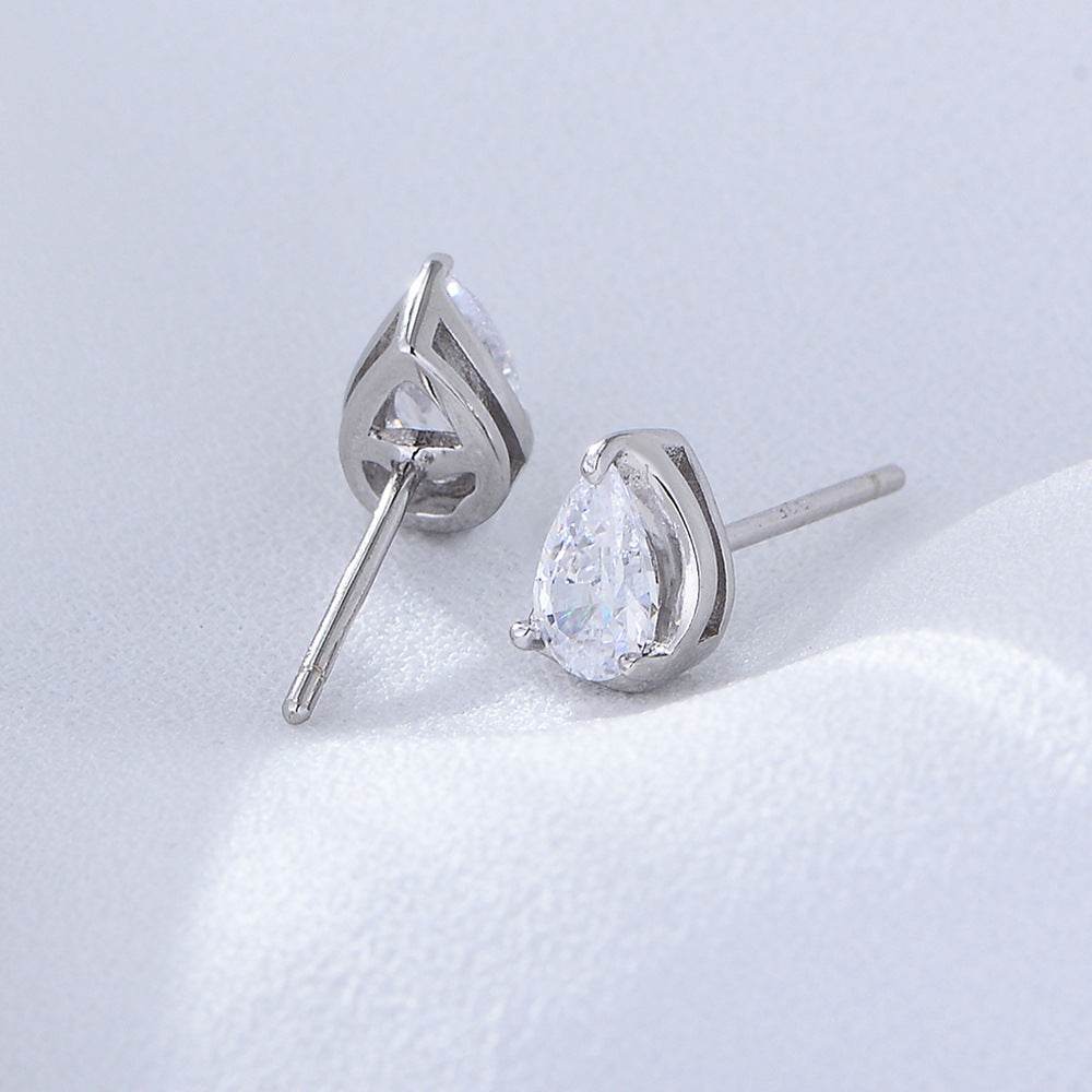 Water drop zircon earrings 925 pure silver light luxury and high-end feel - MOWTE