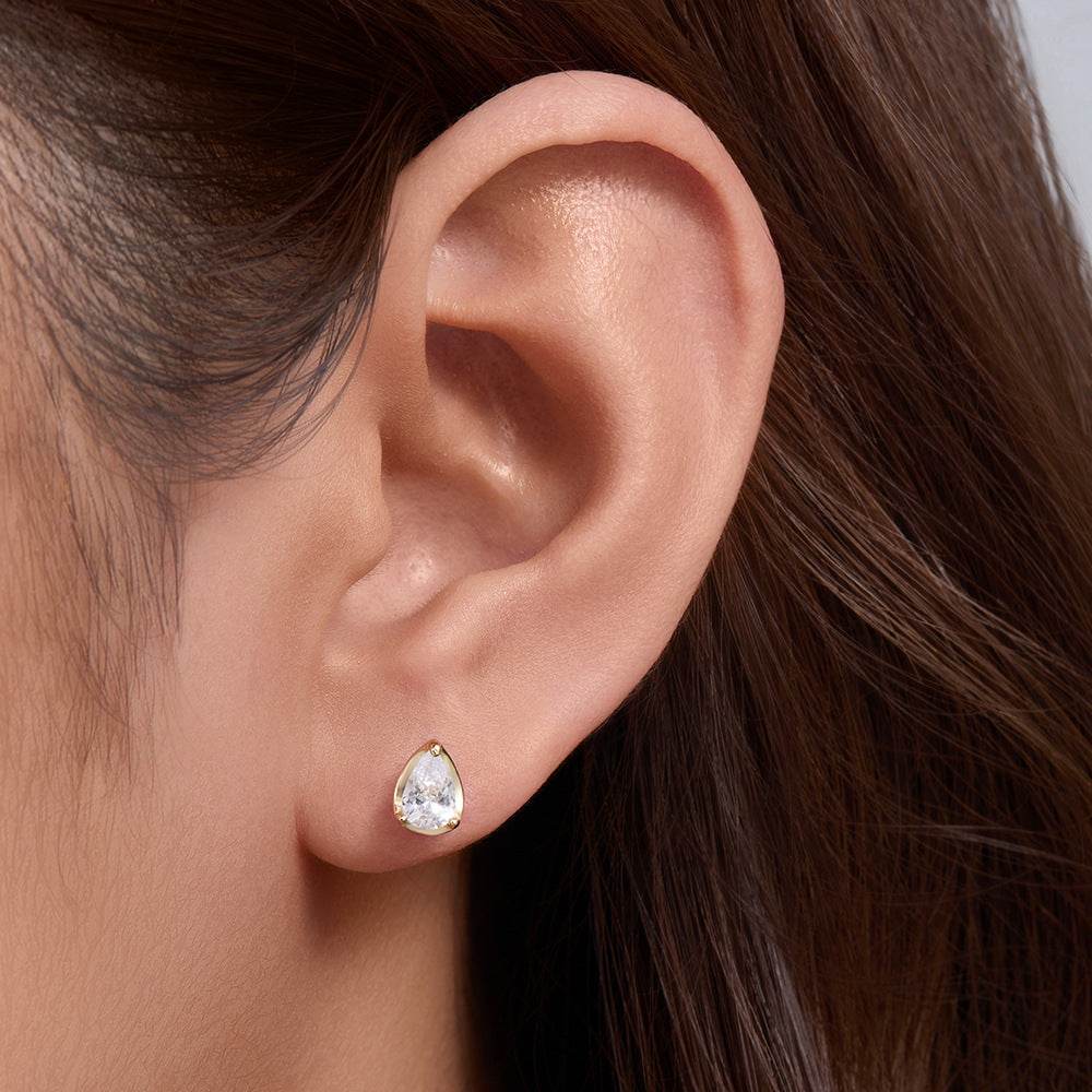 Water drop zircon earrings 925 pure silver light luxury and high-end feel - MOWTE