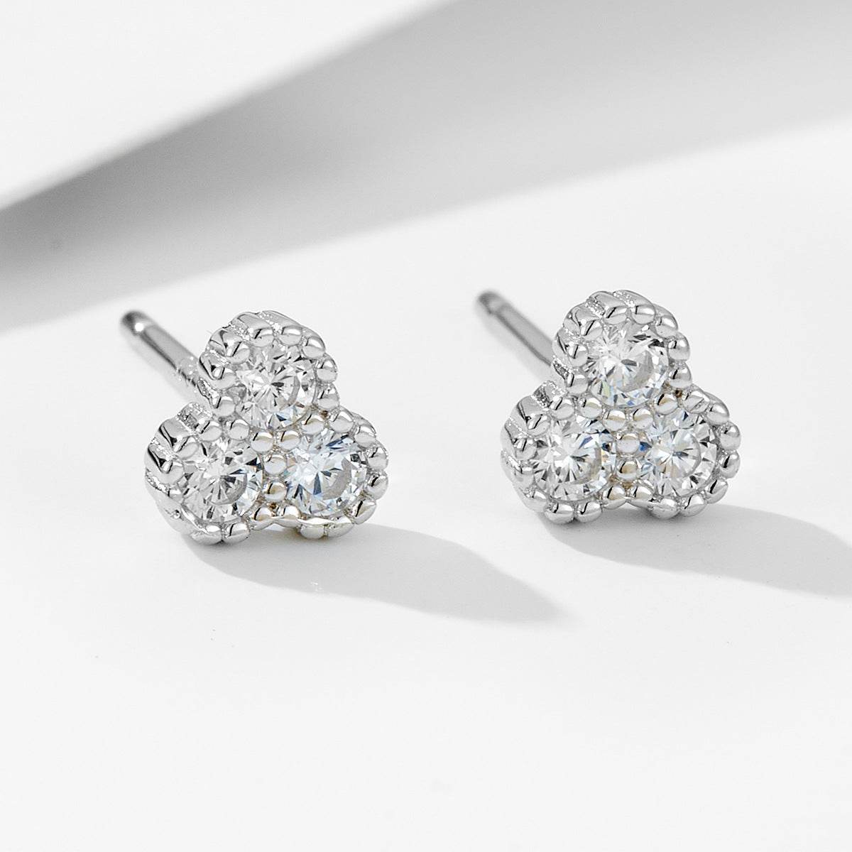 S925 pure silver simple and compact micro inlaid zircon earrings - MOWTE