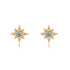 S925 pure silver star green pine zircon earrings for women octagonal star silver earrings - MOWTE