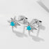 S925 pure silver star green pine zircon earrings for women octagonal star silver earrings - MOWTE