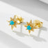 S925 pure silver star green pine zircon earrings for women octagonal star silver earrings - MOWTE