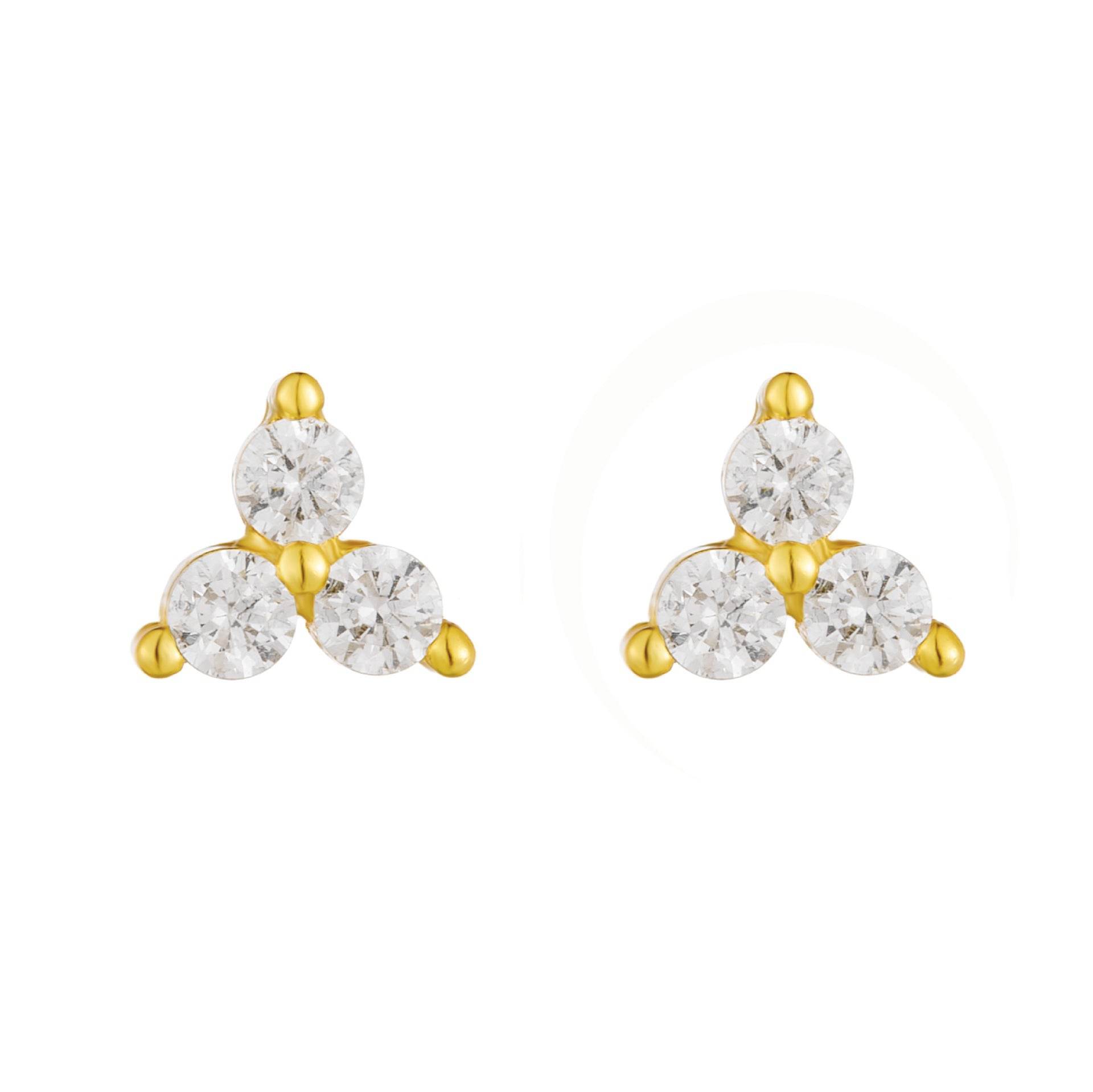 S925 pure silver flower micro inlaid zircon geometric earrings and earrings - MOWTE