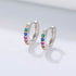 S925 pure silver round micro inlaid colored zircon ear buckle - MOWTE