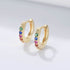 S925 pure silver round micro inlaid colored zircon ear buckle - MOWTE