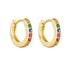 S925 pure silver round micro inlaid colored zircon ear buckle - MOWTE