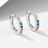 S925 pure silver round micro inlaid colored zircon ear buckle - MOWTE