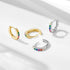 S925 pure silver round micro inlaid colored zircon ear buckle - MOWTE