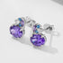 S925 pure silver colored gemstone earrings geometric oval purple zircon earrings - MOWTE