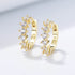 Round C-shaped diamond studded zircon earrings - MOWTE